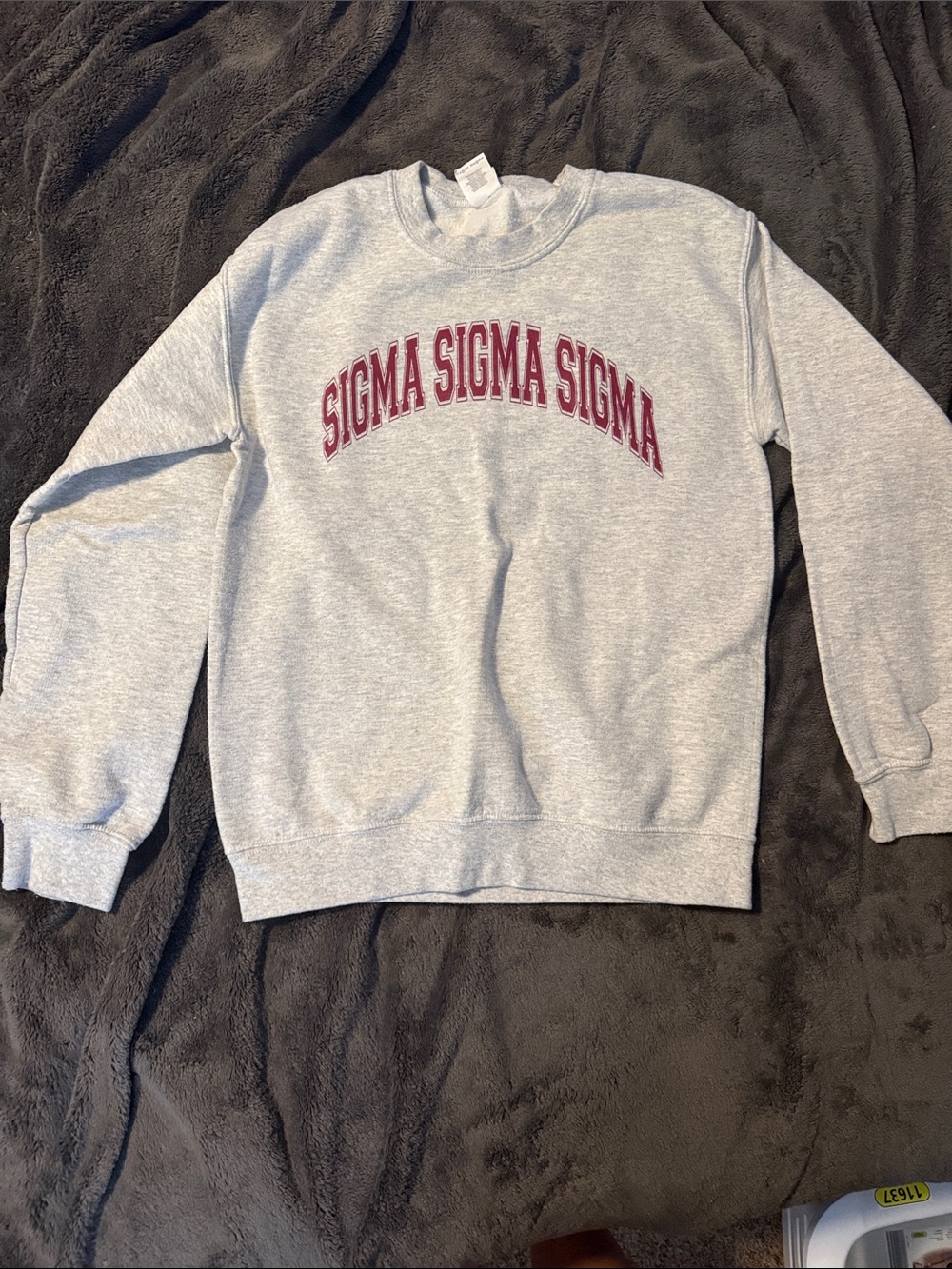 Gildan Gray Crewneck Sweatshirt with Maroon Sigma Script